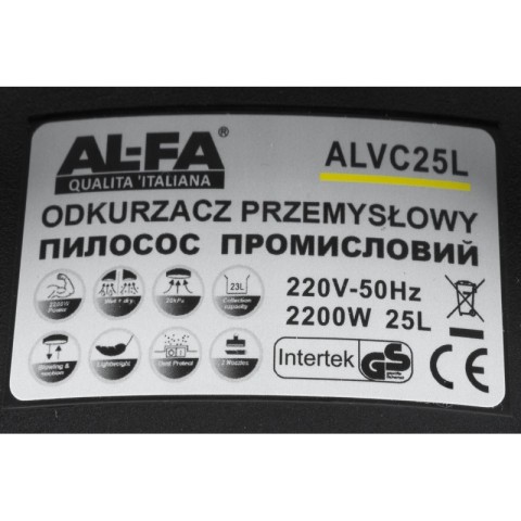 Пилосос промисловий ALFA ALVC25L – 25 літрів 2200 Вт.