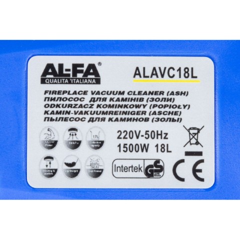 Пилосос для камінів ( золи ) ALFA ALAVC18L – 18 літрів 1500 Вт.