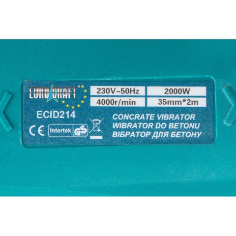 Вібратор для бетону EURO-CRAFT ECID-214 2000 Вт. + булава 2 м.