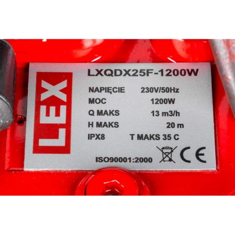 Насос дренажний ситко з поплавком LEX LXQDX25F 1200 Вт.