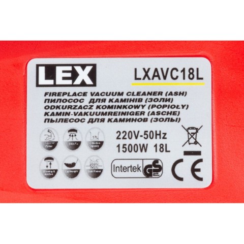Пилосос для камінів ( золи ) LEX LXAVC18L – 18 літрів 1500 Вт.