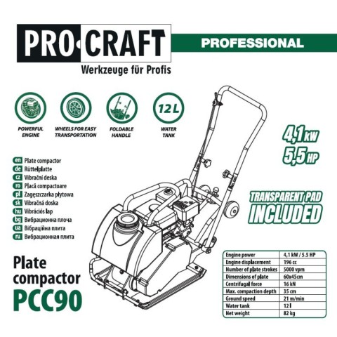 Бензинова віброплита Procraft PCC90