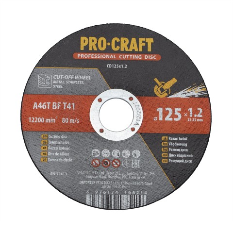 Диск отрезной Procraft CD125x1.2b 125 мм 1,2 мм 22,2 мм 10 шт/уп