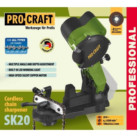 Аккумуляторный станок для заточки цепей Procraft SK20 (без АКБ и ЗУ)