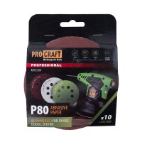 Круг шлифовальный самозацепной Procraft KD125.80 UNIVERSAL (набор 10 шт.) 8 отв.
