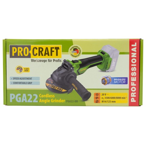 Аккумуляторная болгарка Procraft PGA22 (без акб и зп)
