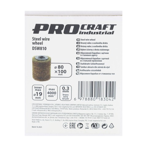 Барабан абразивный со щеткой из стальной проволоки Procraft DSW810