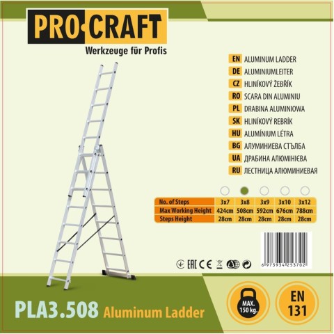 Драбина алюмінієва універсальна Procraft PLA3.508