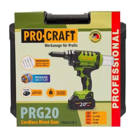 Аккумуляторный заклепочный пистолет Procraft PRG20 (с 2 акб и зп)