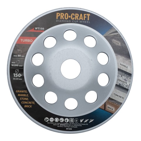 Шлифовальная алмазная чашка Procraft WT150 150мм 22.23