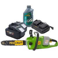 Аккумуляторная пила Procraft PCA40/2 + 2 акб 8Ач + ЗП charger20/2 + Масло для цепи 1л