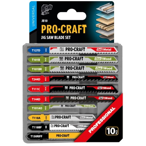 Набір пильних полотен для лобзика Procraft JB10