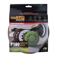 Круг шлифовальный самозацепной Procraft KD225.180 UNIVERSAL (набор 10 шт.) 10 отв.