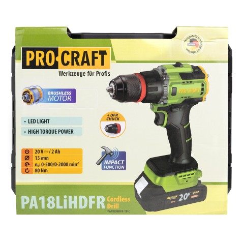 Шуруповерт Procraft PA18LiH DFR с ударом (1 акб и зп)