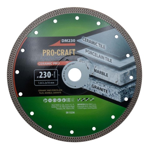 Алмазний диск Procraft DM230 230мм 22,23мм 2.2 мм