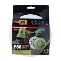 Круг шлифовальный самозацепной Procraft KB180.60 UNIVERSAL (набор 10 шт.) 8 отв.