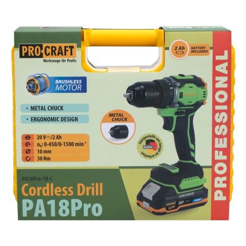 Шуруповерт Procraft PA18Pro (з 1 АКБ 2Аг)