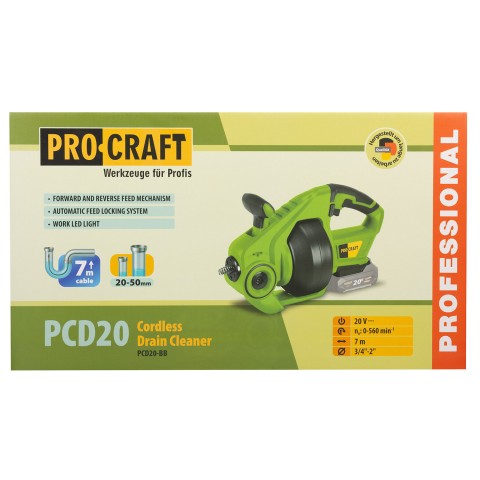 Аккумуляторная машина для прочистки труб Procraft PCD20 (без АКБ и ЗУ)