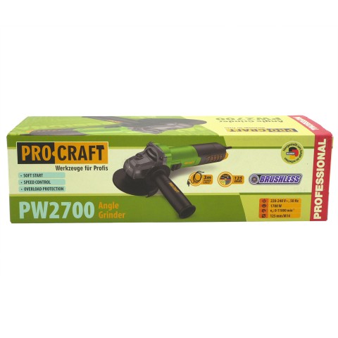 Углошлифовальная бесщеточная машина Procraft PW2700 125 мм